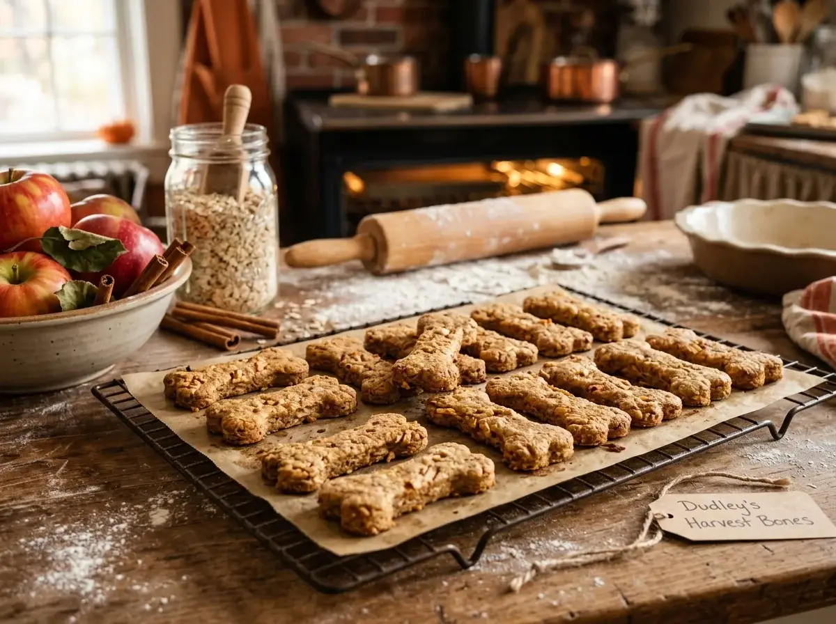Freshly baked Dudley's Autumn Apple & Cinnamon Harvest Bones