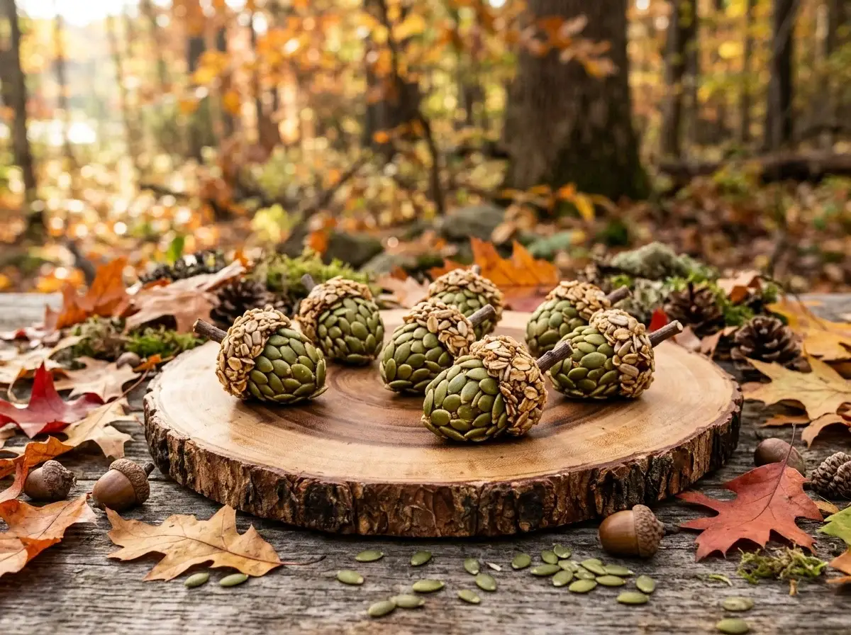 Freshly baked Nibbsley's Acorn-Shaped Pumpkin Seed Energy Clusters